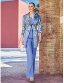 Sonia Pena 1260053 | Completo organza celeste con bottone gioiello