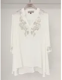 Piero Moretti | Blusa caftano bianco con ricami orientali sull'oro