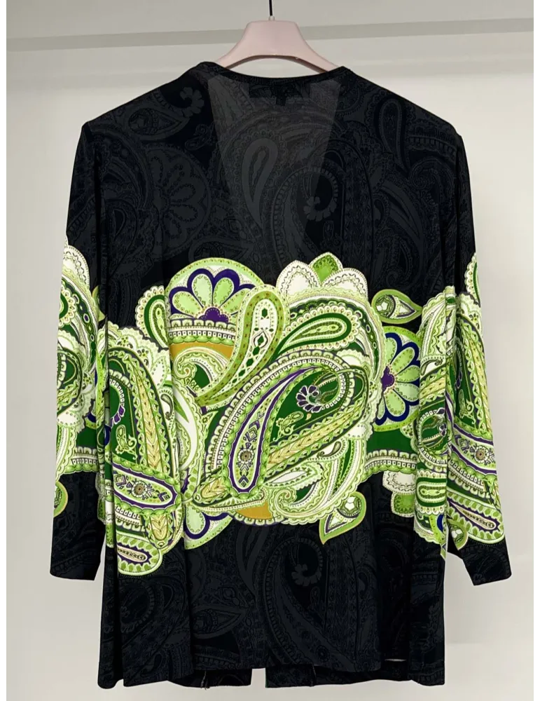 Piero Moretti | Twinset fantasia jacquard nero e verde lime fino tg 58