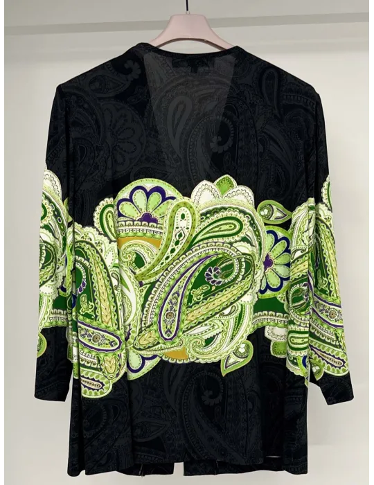 Piero Moretti | Twinset fantasia jacquard nero e verde lime fino tg 58