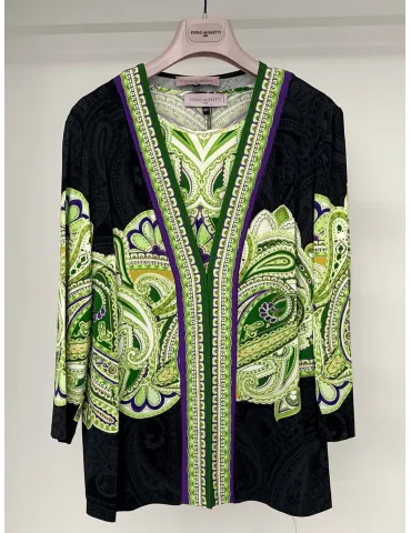 Piero Moretti black and green printed two pieces twinset