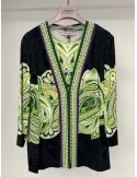 Piero Moretti | Twinset fantasia jacquard nero e verde lime fino tg 58