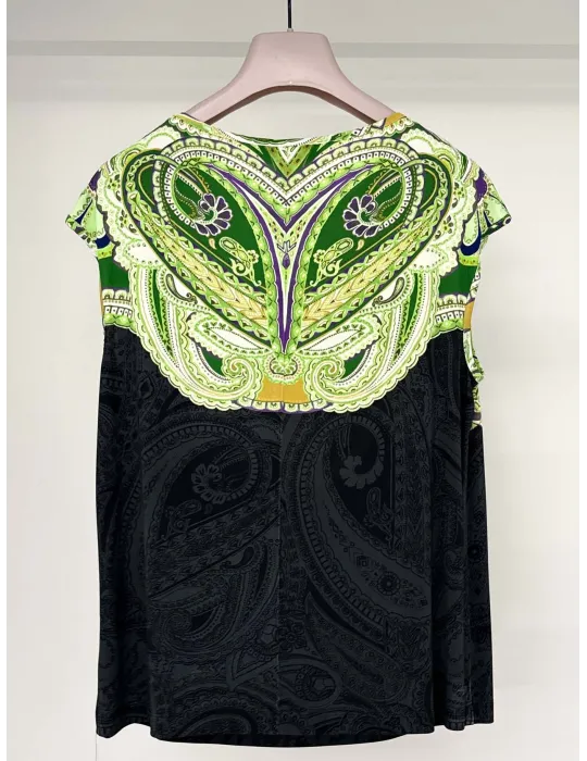 Piero Moretti | Twinset fantasia jacquard nero e verde lime fino tg 58