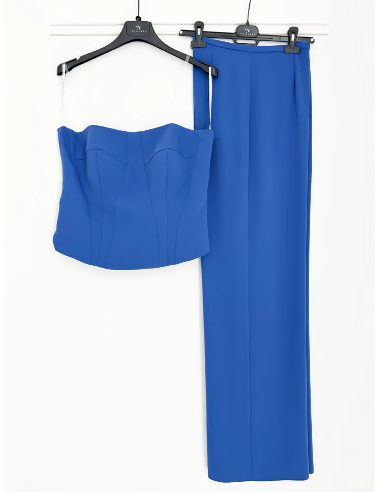 Sonia Peña 1260048 | Royal Blue Silk Three-Piece Formal Pant Suit