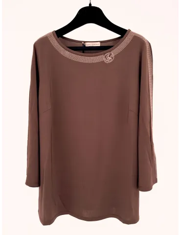 Black Kaftan Tunic with Gold Chain Embroidery of Crystals