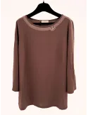 Black Kaftan Tunic with Gold Chain Embroidery of Crystals