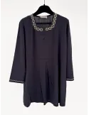 Francesca Mercuriali Blusa caftano nero con ricami oro fino alla tg 60