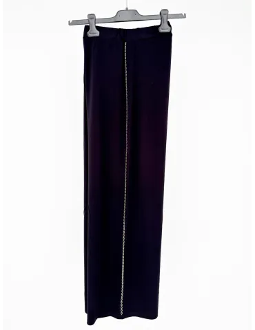 Mercuriali pull on black palazzo trousers with golden studs