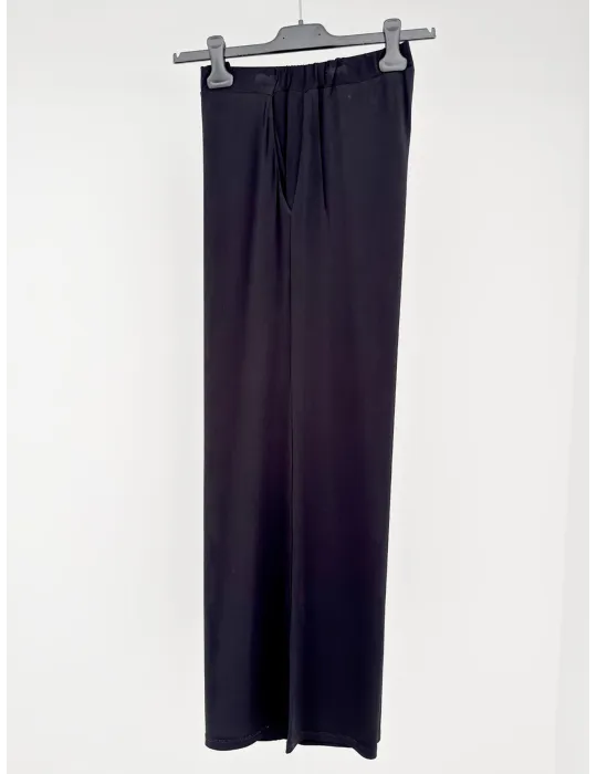 Mercuriali pull-on viscose black palazzo trousers