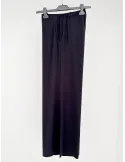 Mercuriali pull-on black palazzo trousers with rhinestones and silk