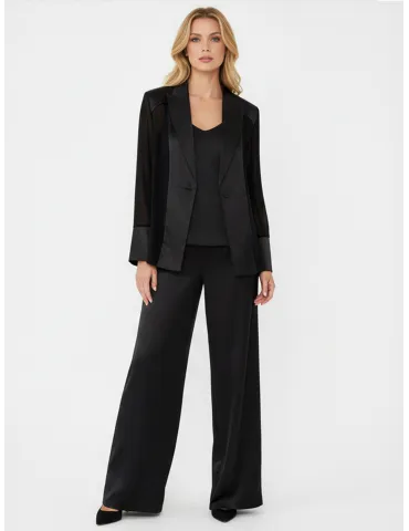 Piero Moretti Black Silk Three-Piece Formal Pant Suit