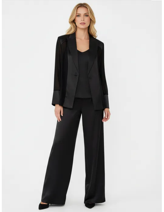 Piero Moretti Black Silk Three-Piece Formal Pant Suit | Plus size availabe
