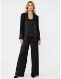 Tailleur cerimonia completo tre pezzi pantaloni in raso lucido nero