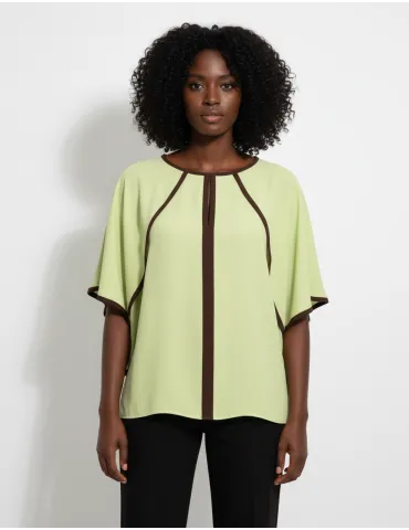 Piero Moretti SS 2026 Plus size green silk blouse and trousers set