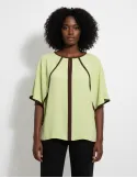 Piero Moretti lime green and brown silk blouse shirt