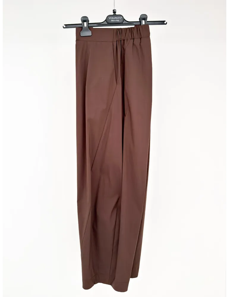 Pantaloni etnici a carota raso di cotone marrone fino alla 58 Volpato