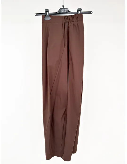 Volpato cocoa brown silk cotton carrot trousers