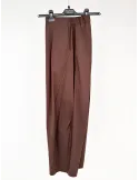 Volpato cocoa brown silk cotton carrot trousers