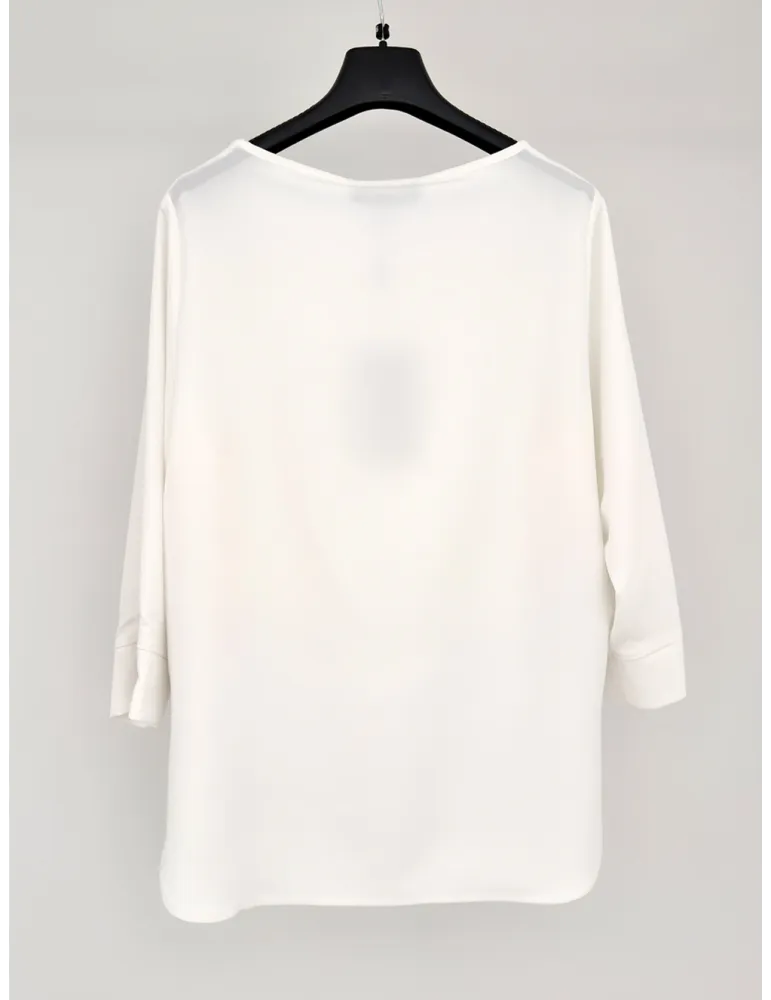Volpato Maglieria | Blusa bianca in cady con strass fino alla 58