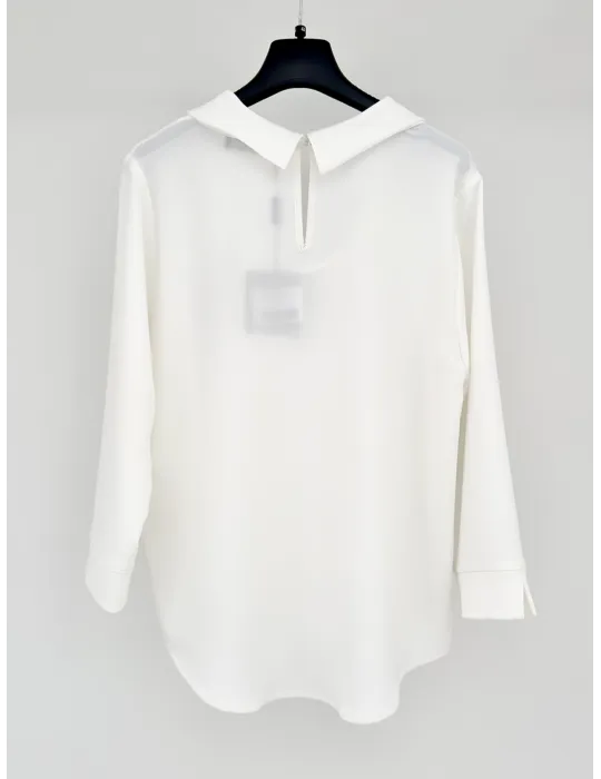 Volpato Italy SS 2026 Plus size plain white silk blouse shirt