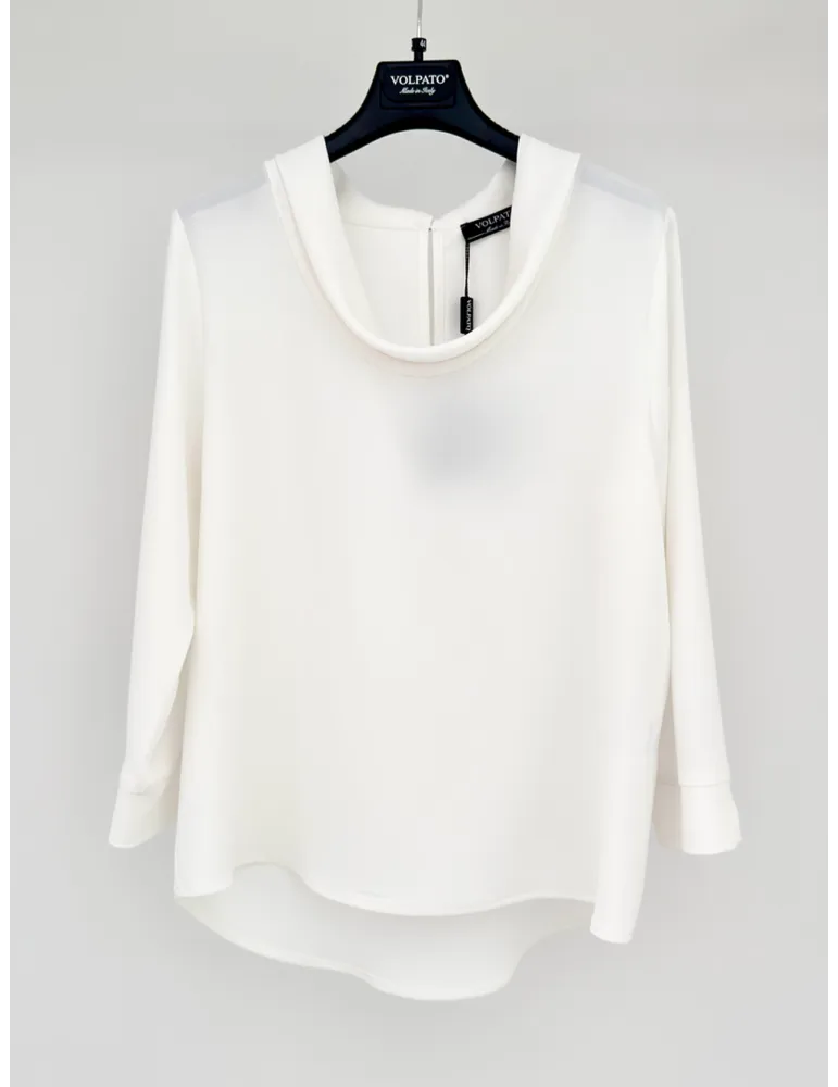 Volpato Italy SS 2026 Plus size plain white silk blouse shirt