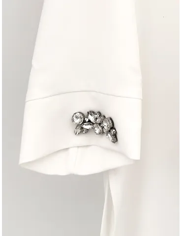 Volpato white silk blouse shirt with rhinestones 2