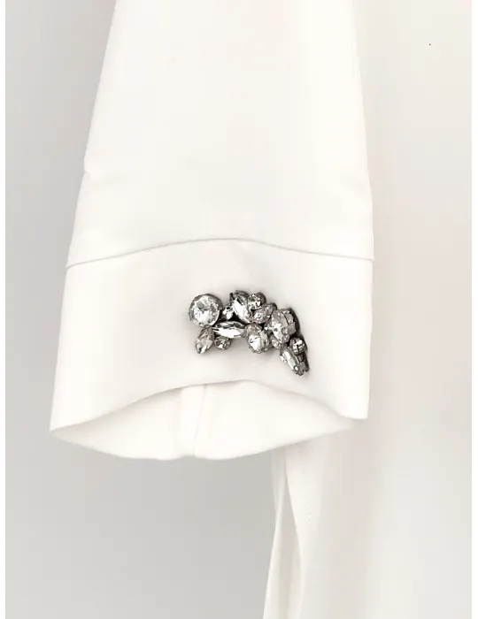 Volpato Maglieria | Blusa bianca in cady con strass fino alla 58