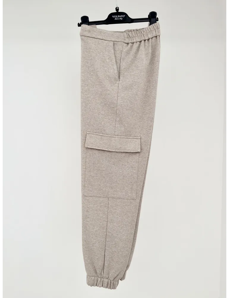 Volpato Beige bomber jacket and cargo pants tracksuit for plus size