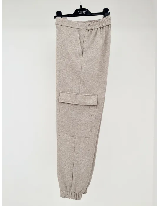 Volpato Beige bomber jacket and cargo pants tracksuit