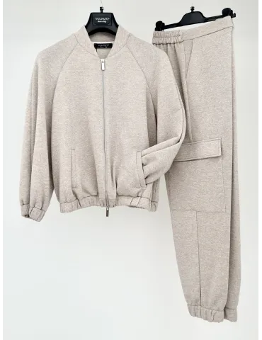 Tuta bomber e pantalone cargo beige lurex argento Volpato fino alla 54 2