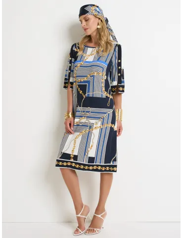 Piero Moretti blue white gold striped tunic summer dress