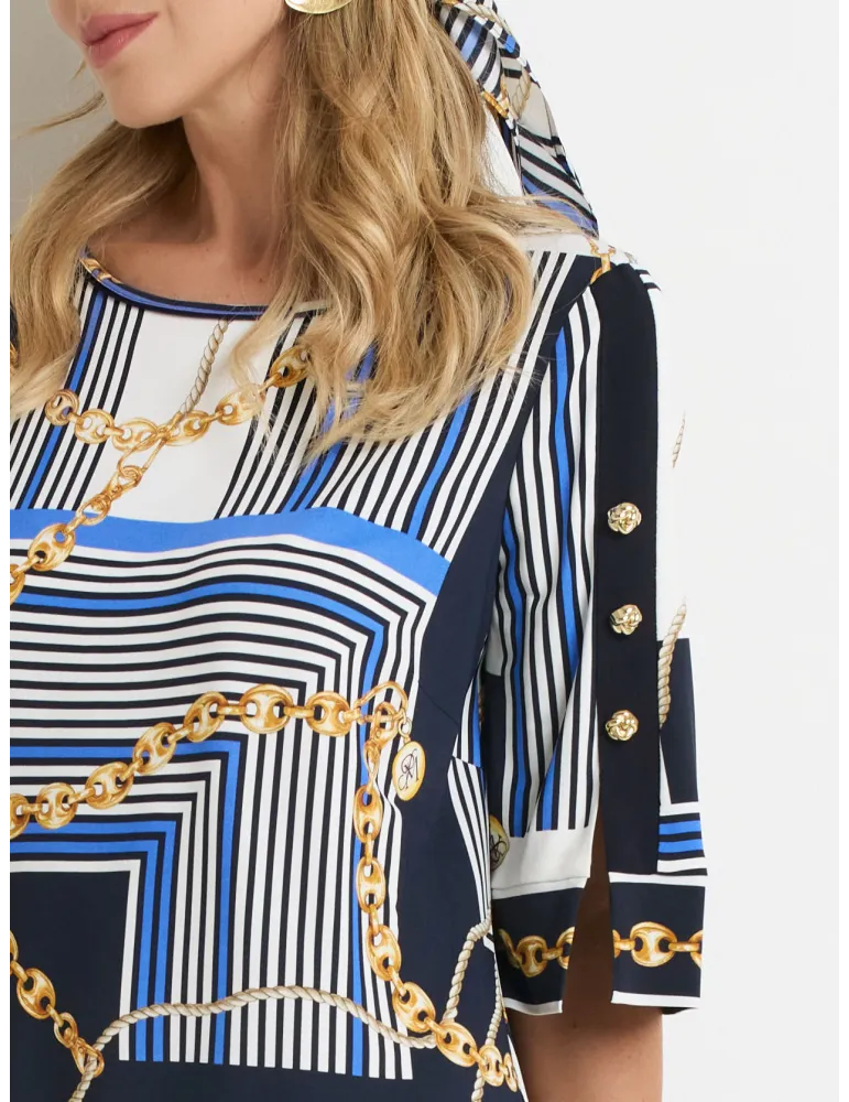 Piero Moretti Plus size blue and white striped tunic summer dress