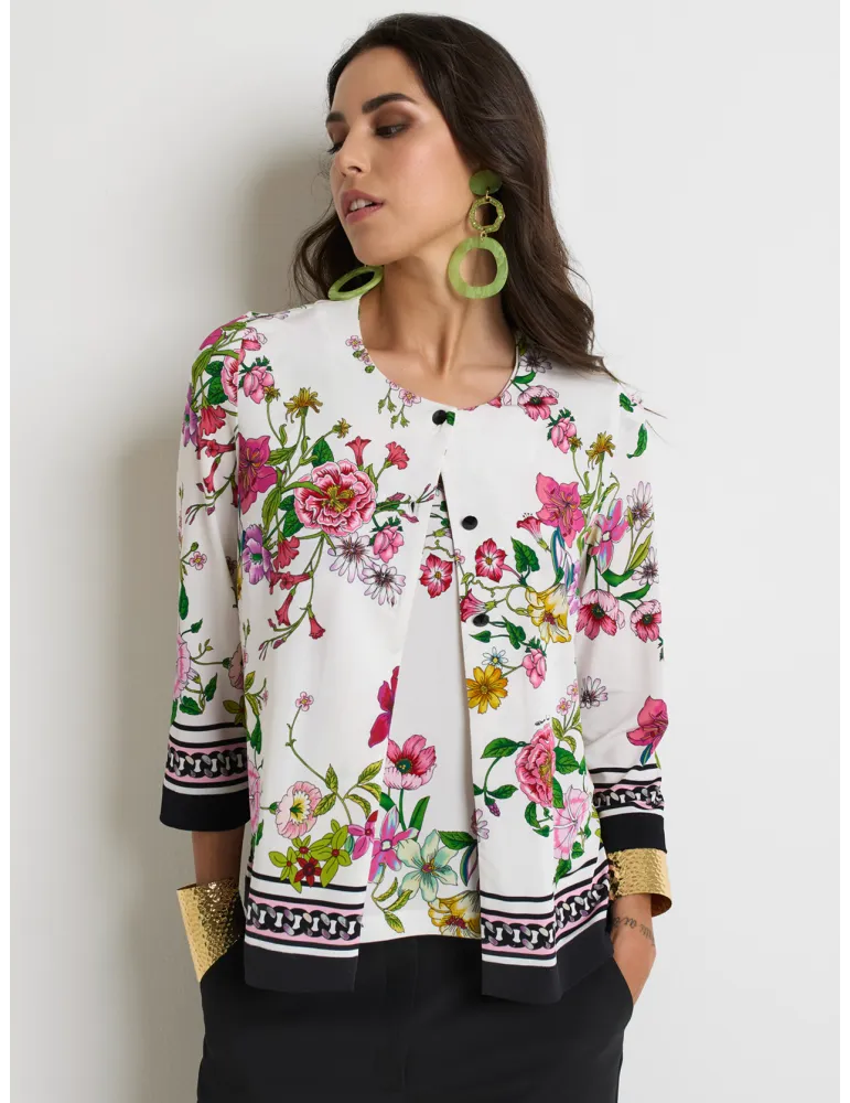 Piero Moretti | Twinset in viscosa fantasia di fiori fino alla 60