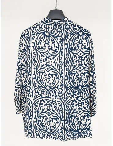 Zanetti Italian natural clothing | Blue batik print silk shirt 2