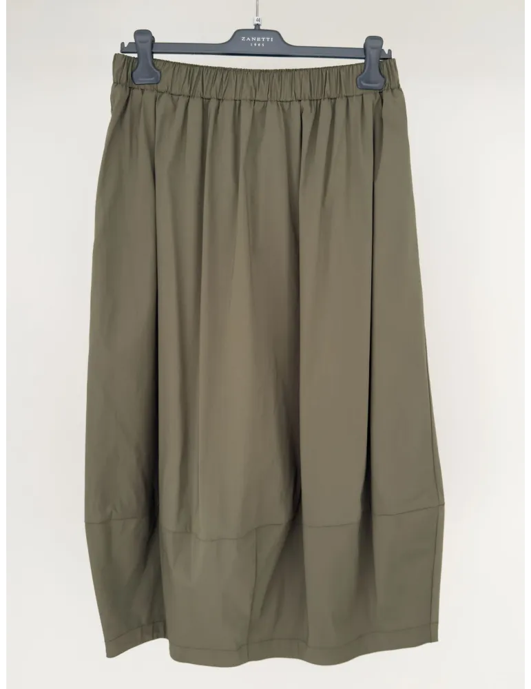 Gonna lunga a palloncino di cotone verde militare boho chic Zanetti