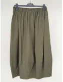 Gonna lunga a palloncino di cotone verde militare boho chic Zanetti
