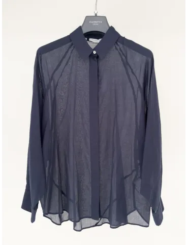 Zanetti dark blue oversized muslin shirt