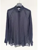 Zanetti dark blue oversized muslin shirt