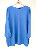 Maglia pullover celeste con profili e borchie fino alla 58 - Volpato