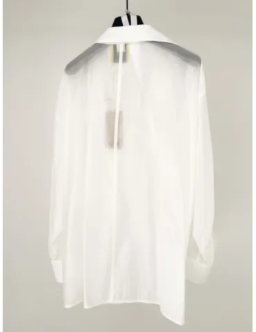 Zanetti white oversized asymmetric design muslin shirt 2
