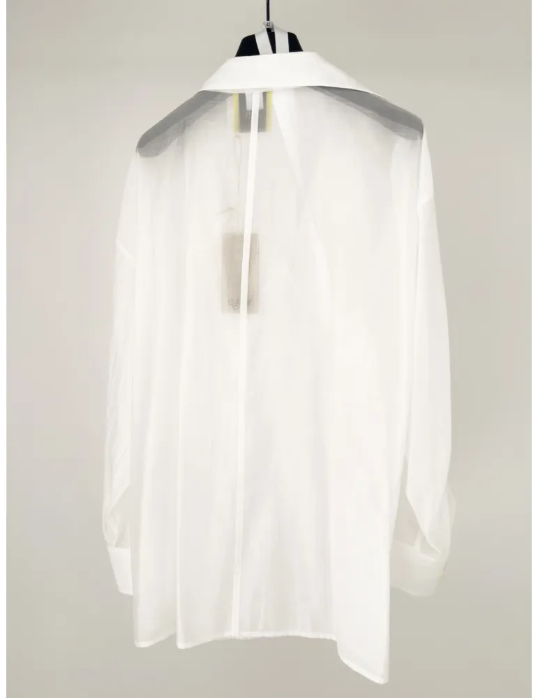 Zanetti white oversized asymmetric design muslin shirt