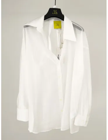 Zanetti white oversized asymmetric design muslin shirt