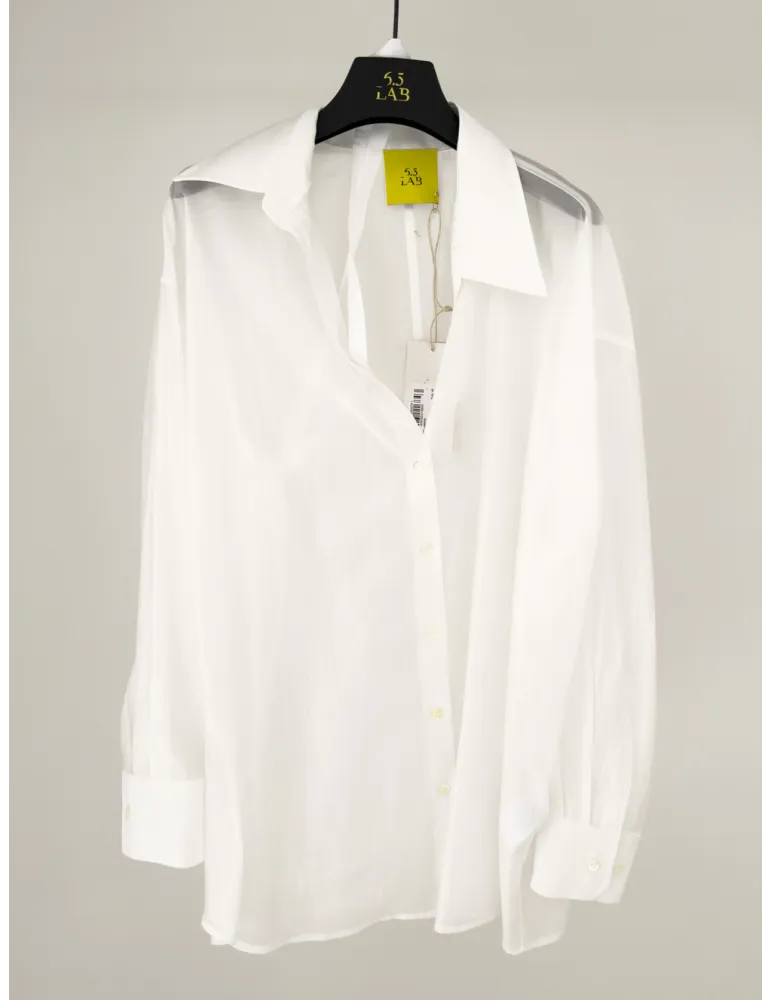 Zanetti white oversized asymmetric design muslin shirt