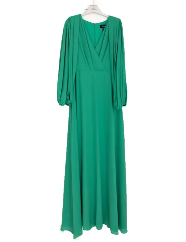 Casting Emerald green long wrap dress with open sleeves 2