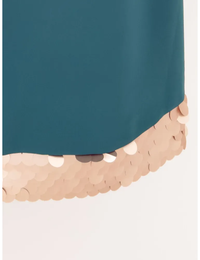 Casting Emerald Green A-Line Dress with Gold Sequin Trim