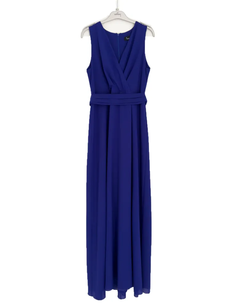 Casting Royal Blue Maxi Wrap Dress with Side Slit