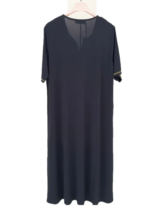 Francesca Mercuriali Dark Blue Summer Caftan Tunic Dress