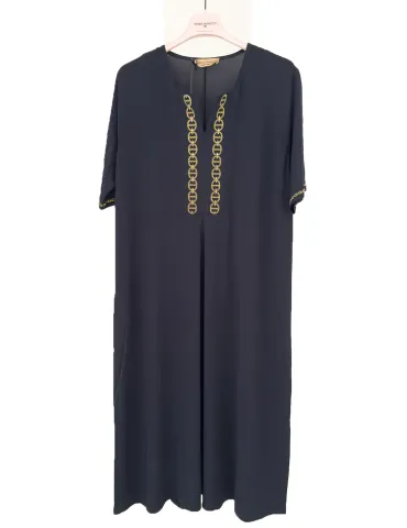 Francesca Mercuriali Dark Blue Summer Caftan Tunic Dress