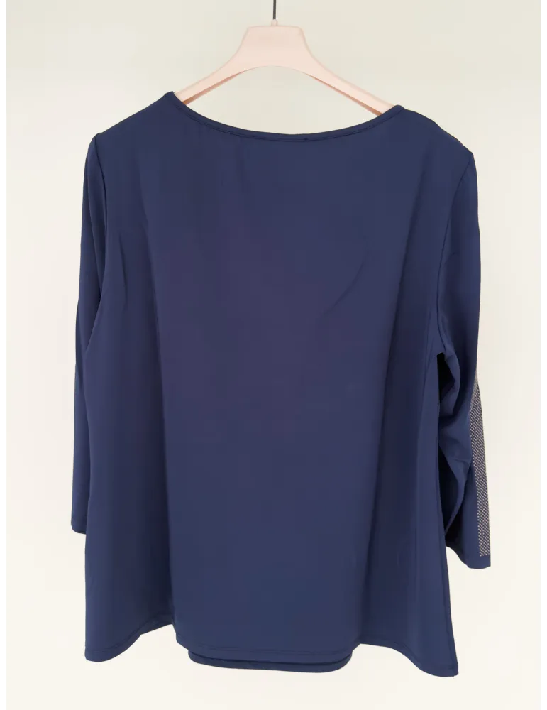 Francesca Mercuriali Maglia blu con ricamo bronzo fino alla tg 60