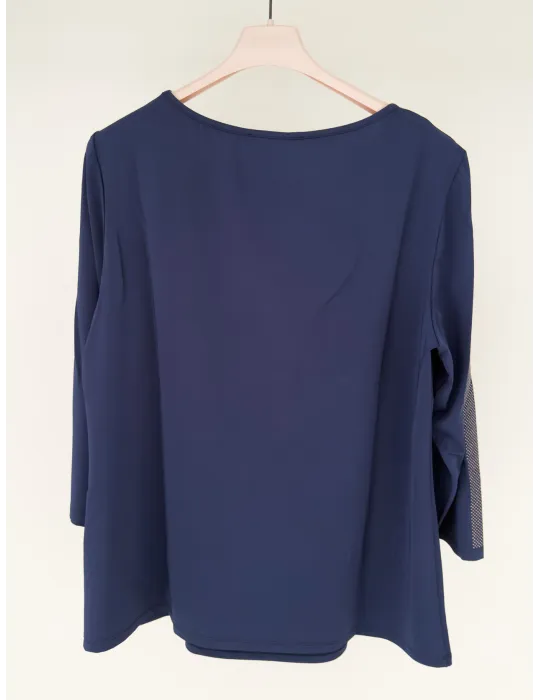 Francesca Mercuriali Maglia blu con ricamo bronzo fino alla tg 60